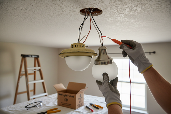 Problem photo – Ready to update your home's lighting? Learn the safe and correct way to replace an old light fixture with a new one, including essential safety precautions and wiring basics for a successful DIY project.